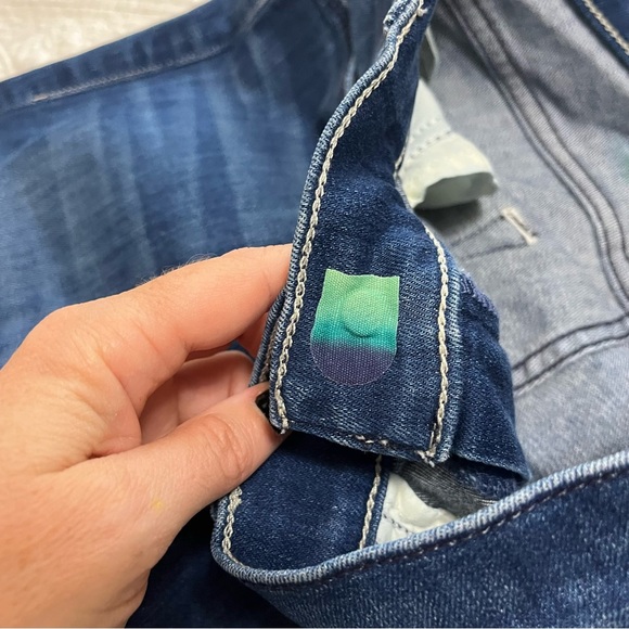 MOTHER Mid Rise Dazzler Crop Fray Denim Jeans Dark Wash Raw Hem Size 28 - Picture 7 of 15